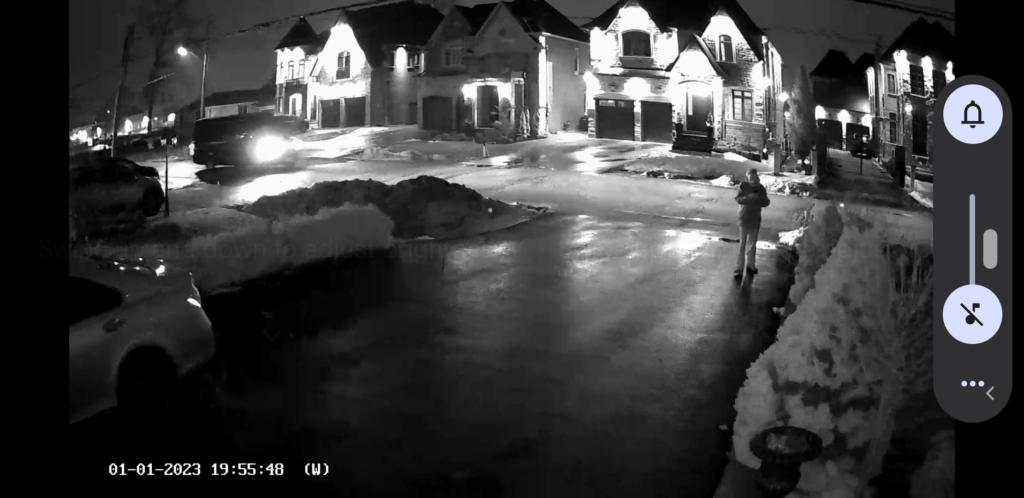 Image of me standing at the end of my driveway during the night demonstrating the camera's excellent night vision