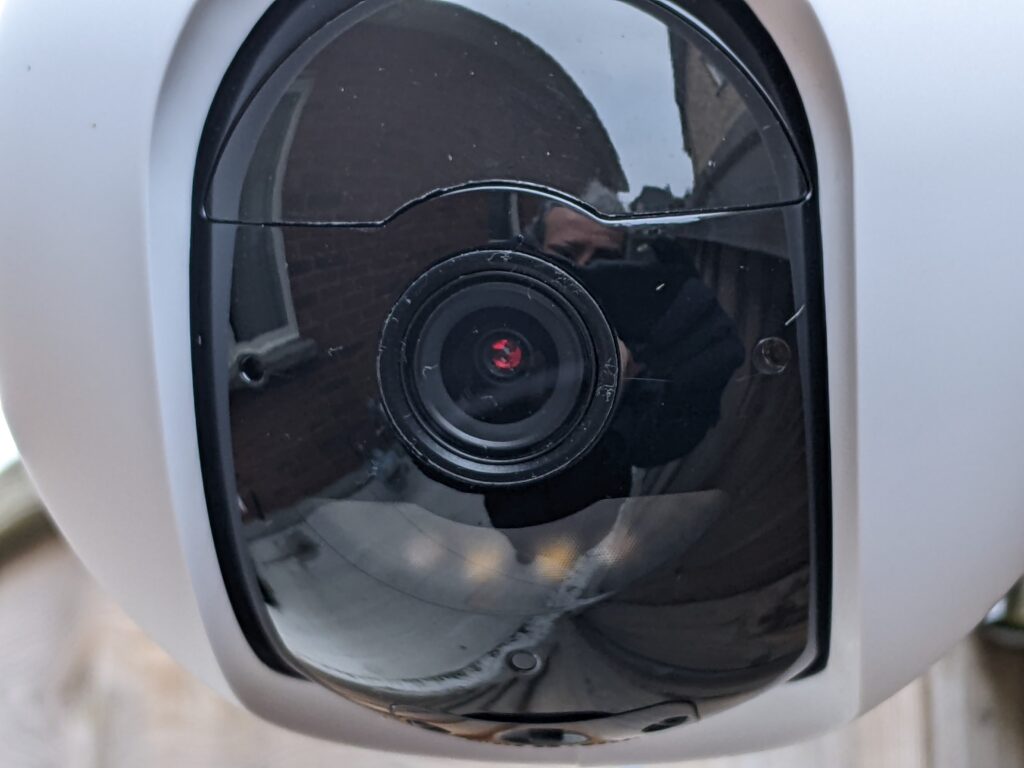 Close up of the face of the CB8 showing the lens and spotlight and IR LEDs